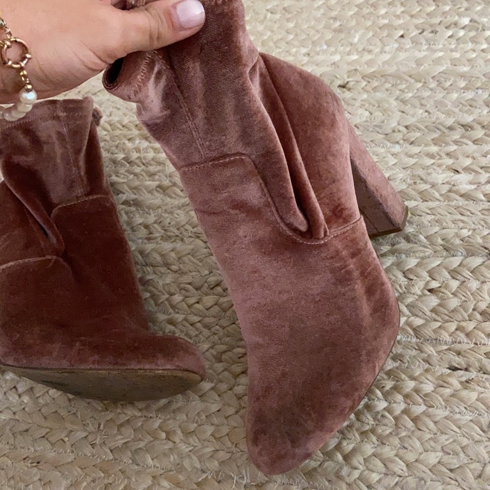 Steve Madden pink velvet booties